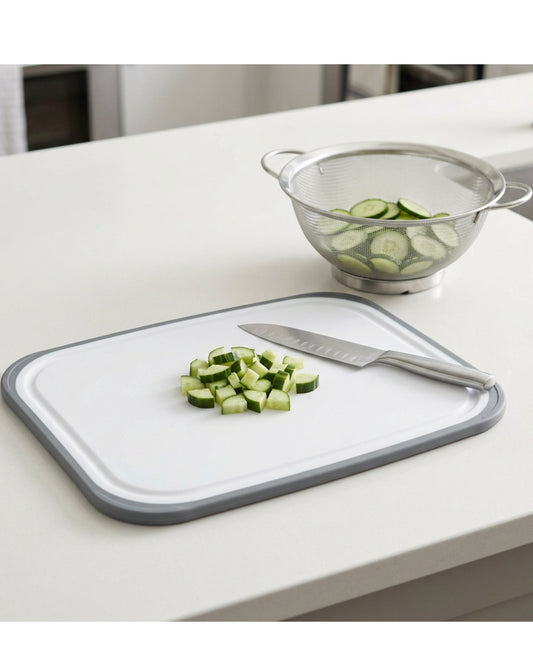 Trato Poly Cutting Board Non Slip Border Gray 14 x 11 in