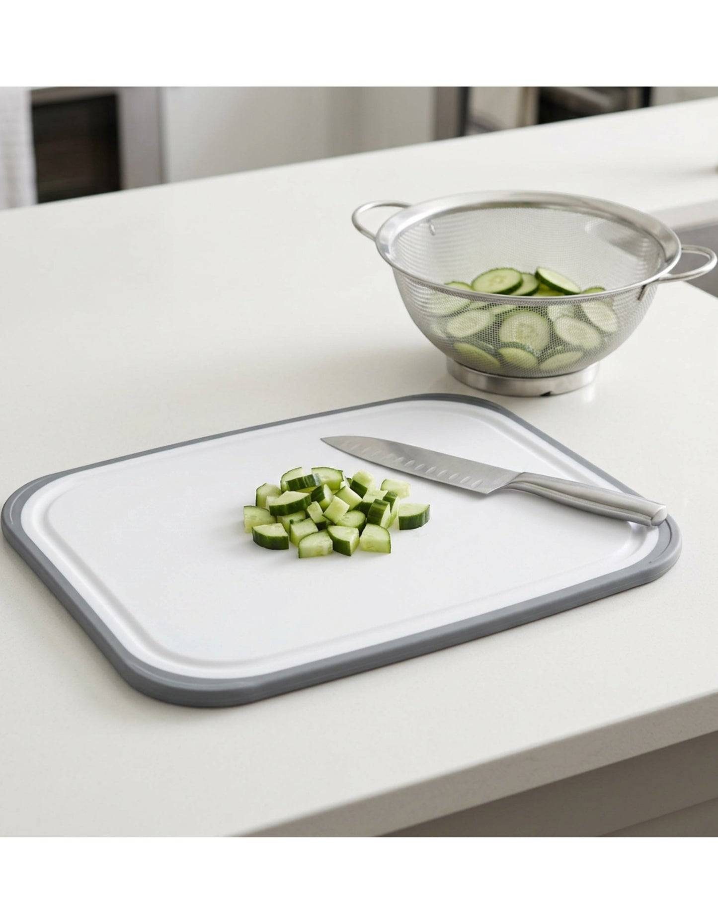Trato Poly Cutting Board Non Slip Border Gray 14 x 11 in